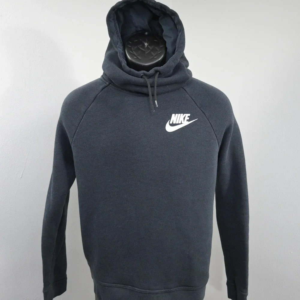 Nike Turtleneck Hoodie Black Cotton Blend Long Sleeve Pullover Womens Size Large